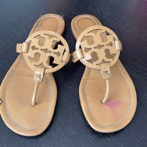 Tory Burch Miller nude patent  sandals size 10